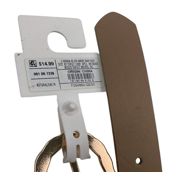 NWT A New Day Womens XL Natural Tan Faux Leather Gold Buckle Fashion Belt - Picture 4 of 5